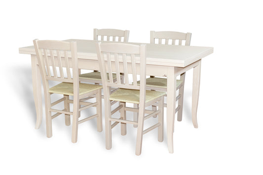 TAVOLO PIANO IN LEGNO DI TANGANICA - GAMBE IN LEGNO DI FAGGIO cm 180x90 con 2 all. da cm 50 APERTO 280x90 cm