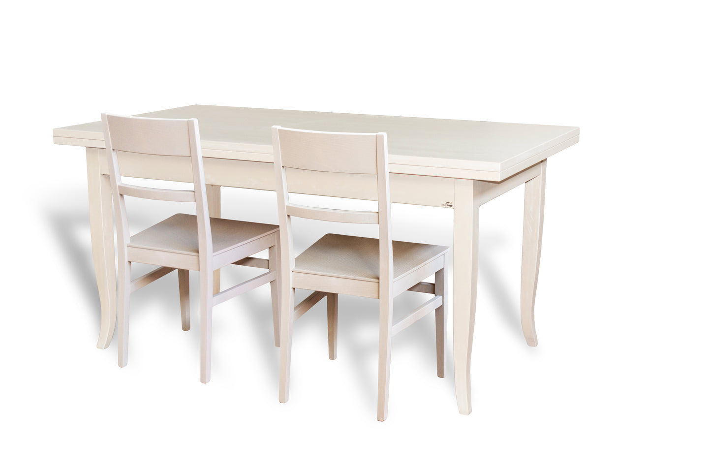 TAVOLO PIANO IN LEGNO DI FRASSINO - GAMBE IN LEGNO DI FAGGIO cm 160x85 con 2 all. da cm 40
