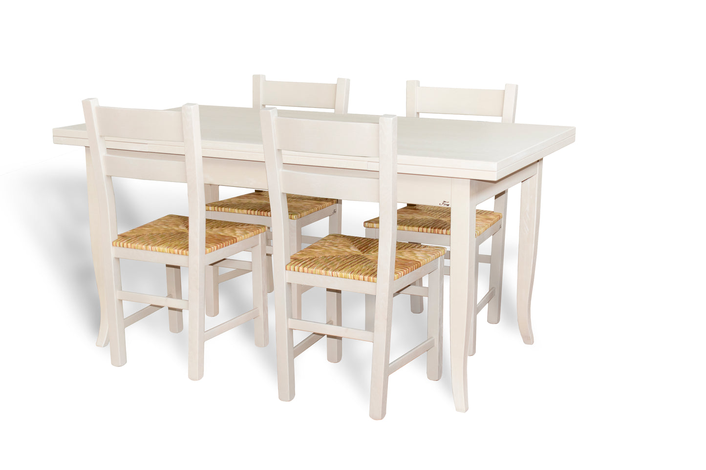 TAVOLO PIANO IN LEGNO DI FRASSINO - GAMBE IN LEGNO DI FAGGIO cm 160x85 con 2 all. da cm 40