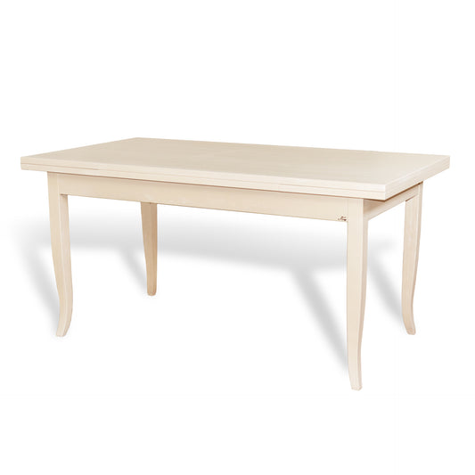 TAVOLO PIANO IN LEGNO DI FRASSINO - GAMBE IN LEGNO DI FAGGIO cm 160x85 con 2 all.  da cm 40