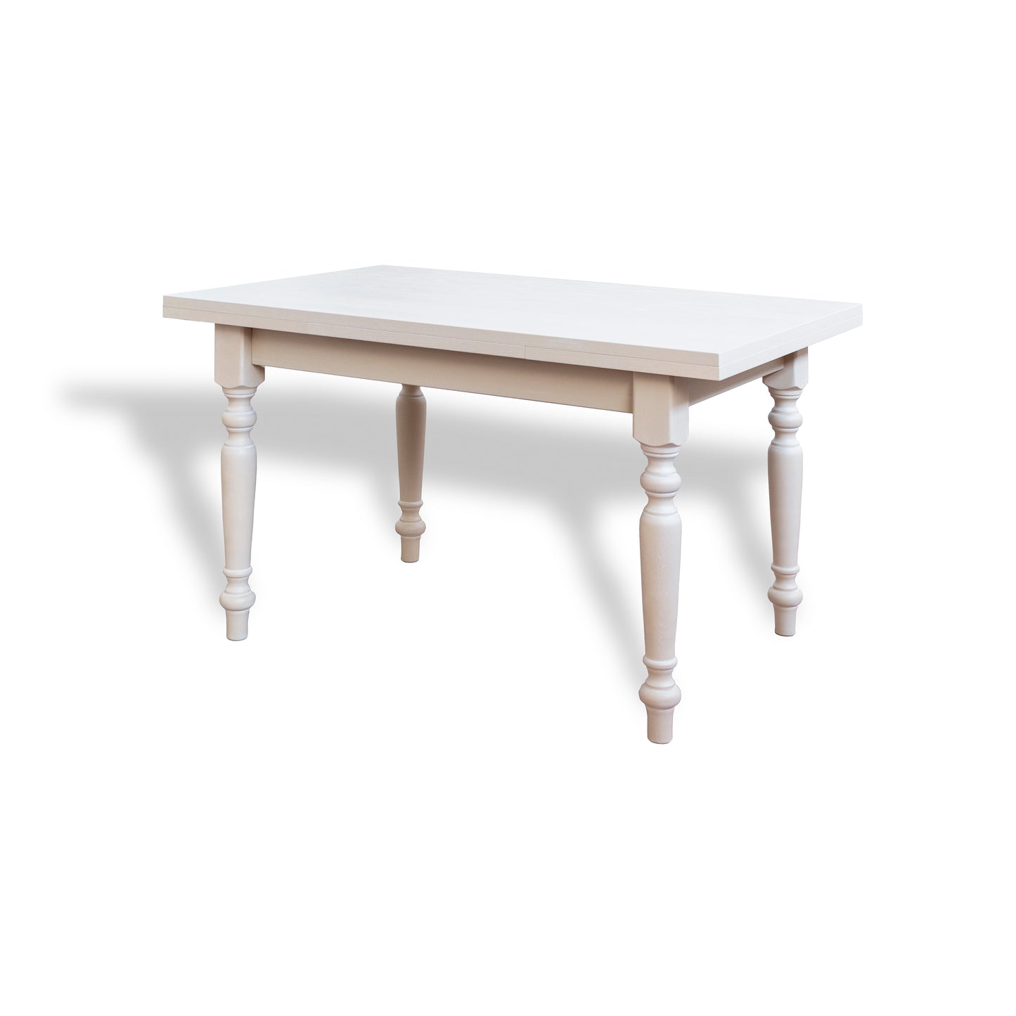 TAVOLO PIANO IN LEGNO DI FRASSINO - GAMBE IN LEGNO DI FAGGIO cm 130x85 con 2 all. da cm 40