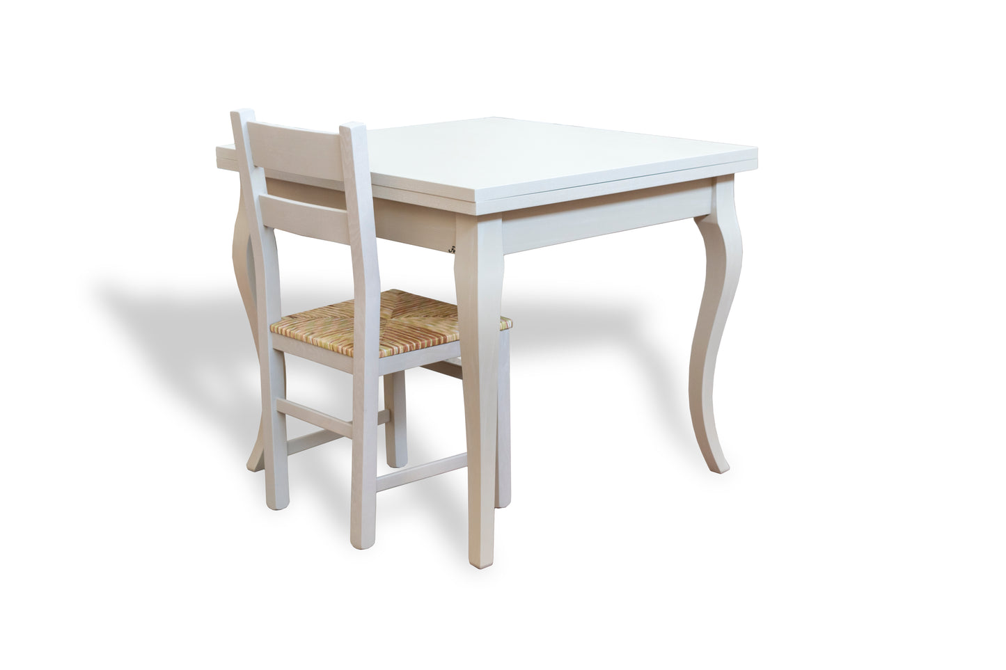 TAVOLO PIANO IN LEGNO DI FRASSINO - GAMBE IN LEGNO DI FAGGIO cm 90x90 libro aperto 180x90