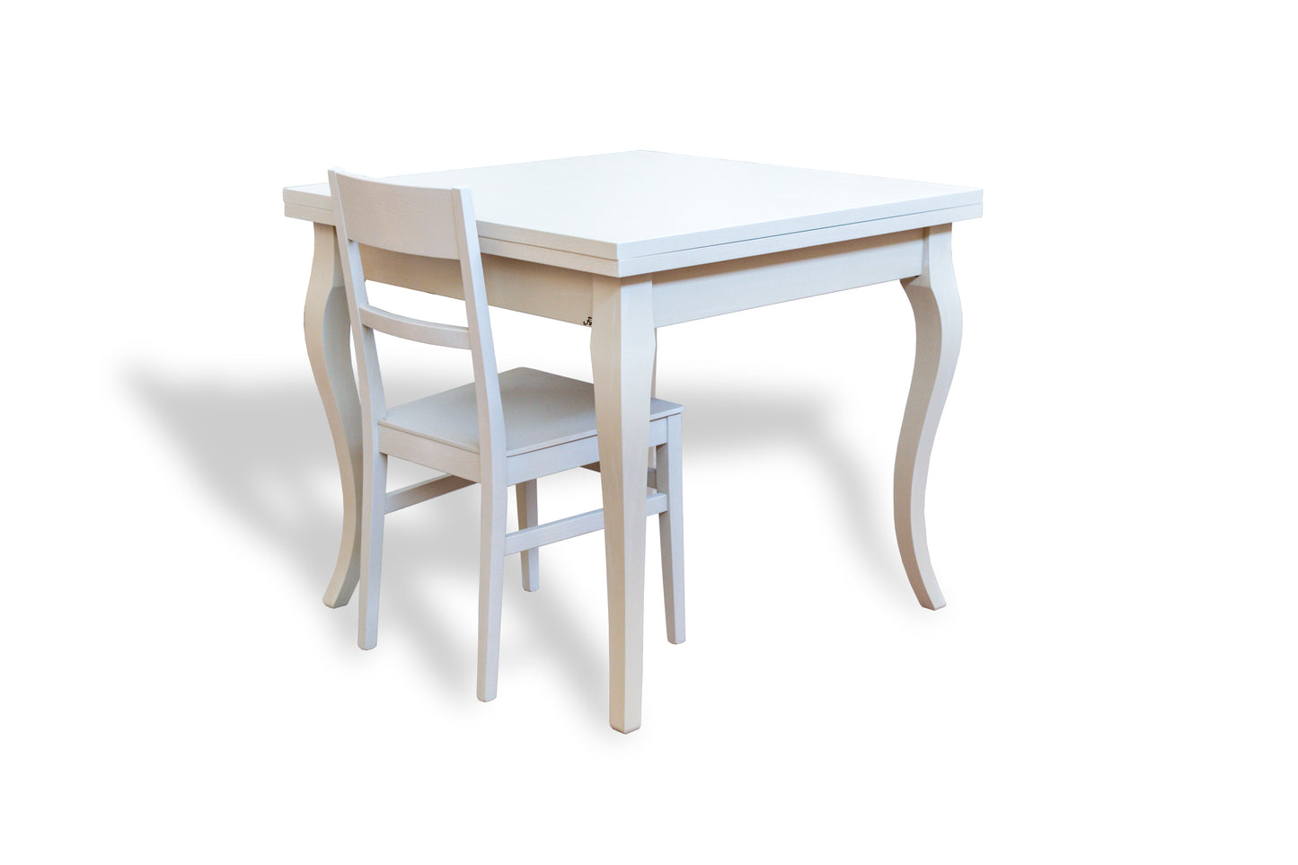 TAVOLO PIANO IN LEGNO DI FRASSINO - GAMBE IN LEGNO DI FAGGIO cm 90x90 libro aperto 180x90